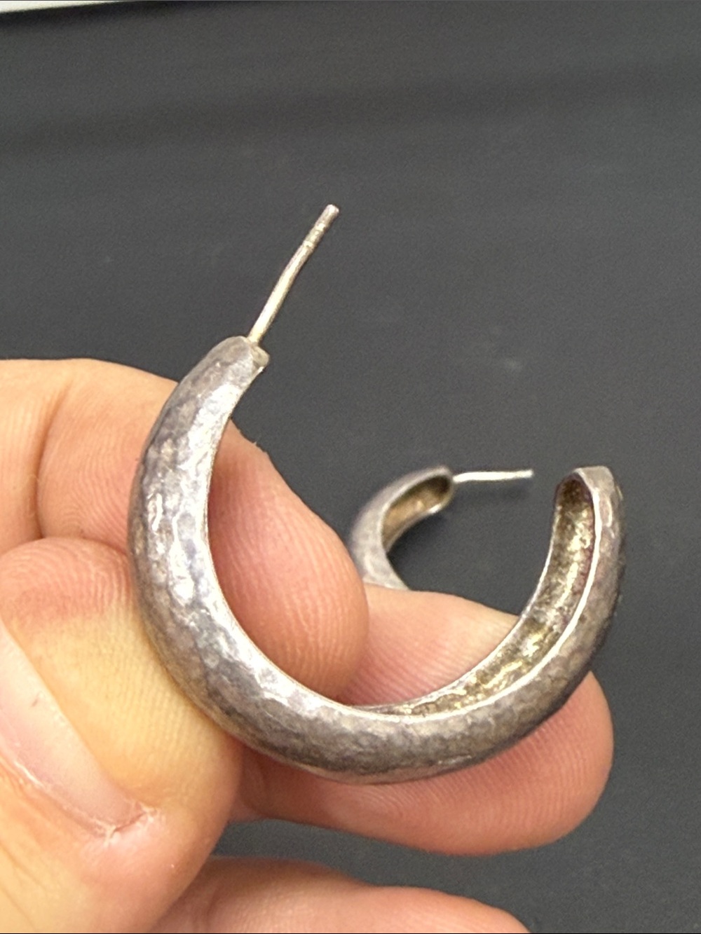 Silpada Sterling Silver Hammered Hoop Earrings - Silver